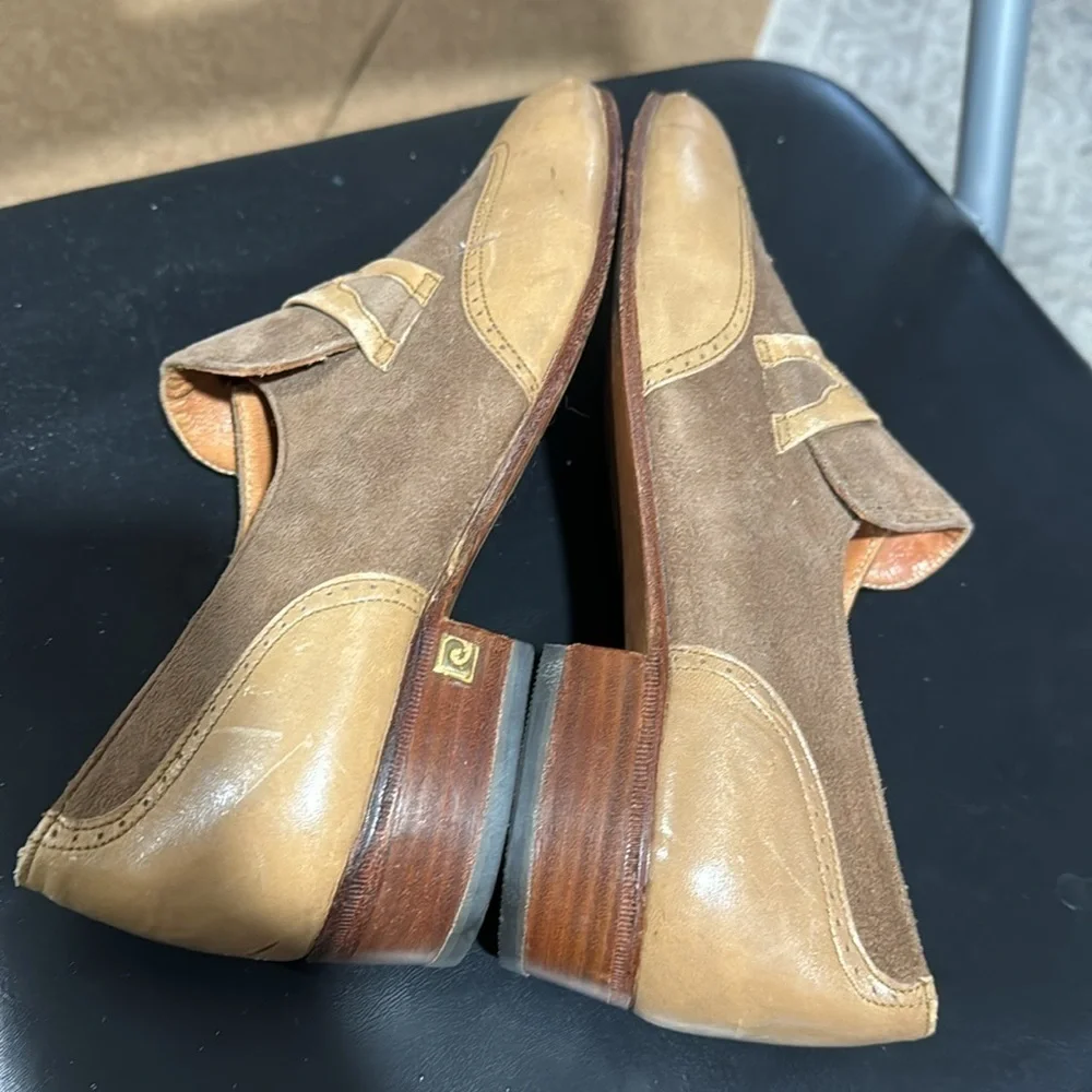 Pierre Cardin shoes men’s vintage slip on‎ loafers 7.5 leather tan suede